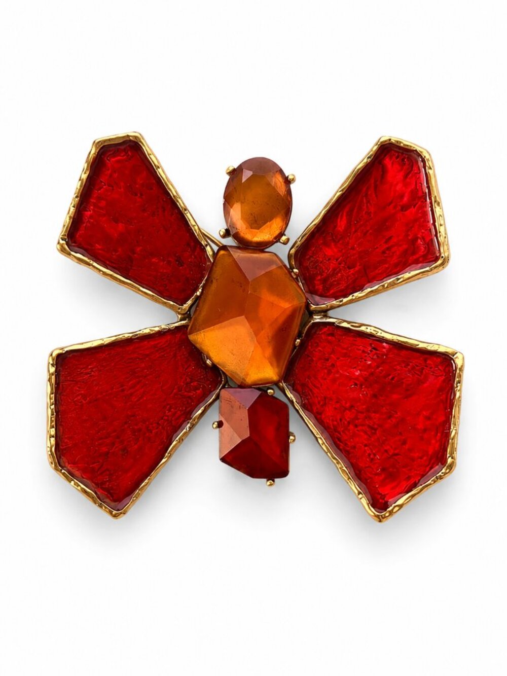 Oscar de la Renta Ruby & Amber Butterfly Brooch - Collectors piece- NEW!